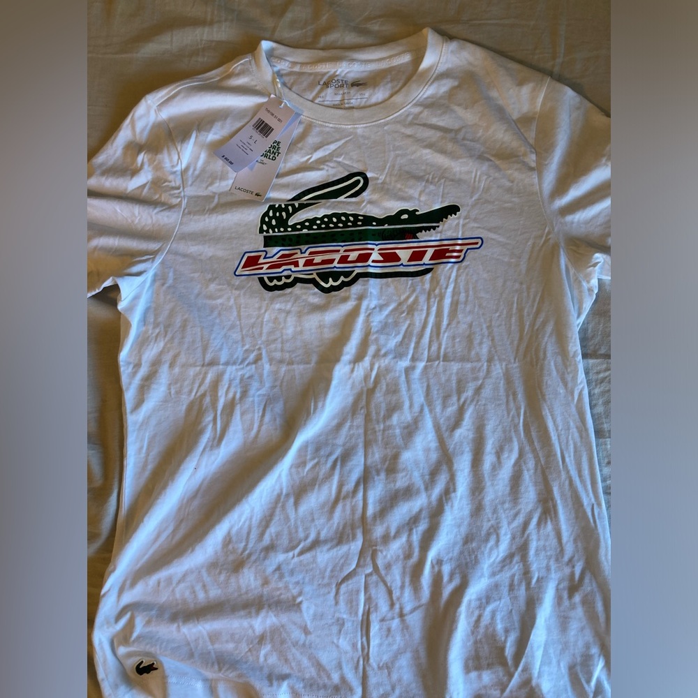 LACOSTE WHITE T SHIRT SIZE L BRAND NEW